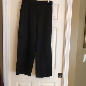 Eileen Fisher Black Satin Wide Leg Pants